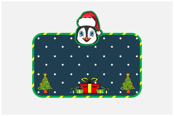 Christmas Blank Card with Penguin Head Illustrations