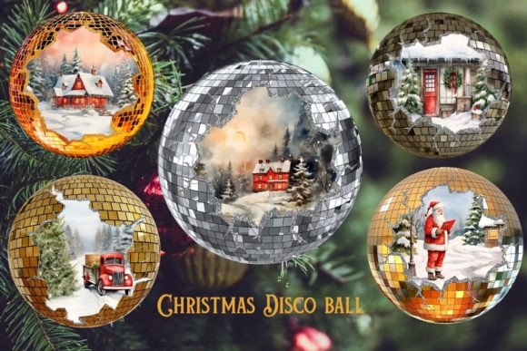 Christmas Disco Ball Bundle: Festive Illustrations for Handmade Sellers