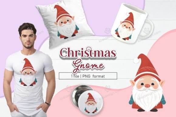 Christmas Gnome Sublimation Clipart_08 for Illustrations
