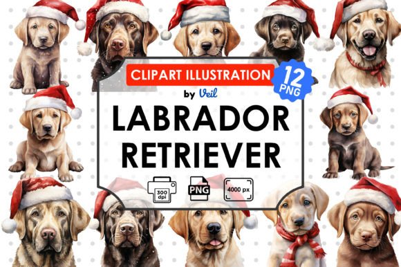 Christmas Labrador Clipart Sublimation for Illustrations