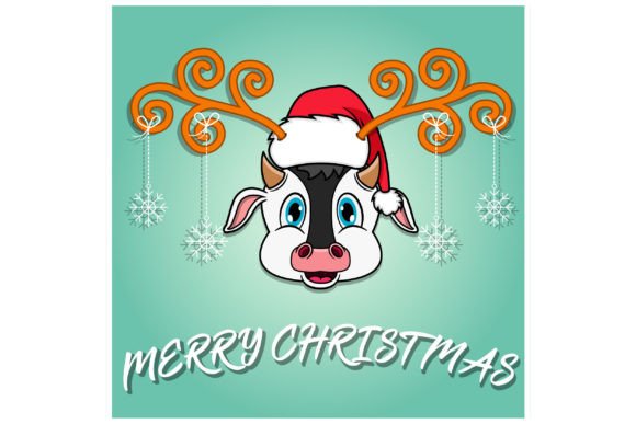 Cute Cow Head of Christmas Card: A Fresh Take on Illustrations