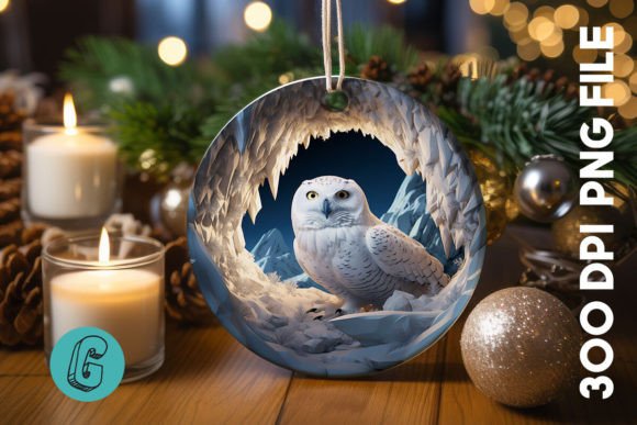 Cute Owl Christmas Ornament PNG 06 for Modern Illustrations