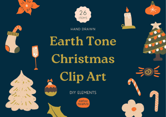 Earth Tone Christmas Clip Art for Modern Illustrations