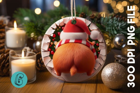 Guinea Pig Christmas Ornament Back 09 Illustrations Review