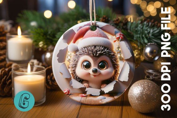 Hedgehog Christmas Ornament Front 20 Illustrations Review