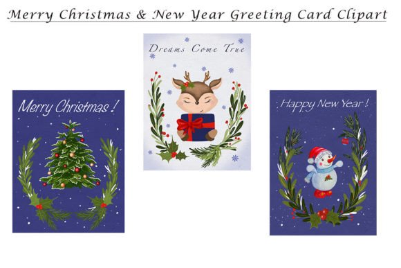 Merry Christmas Greeting Card Clipart for Illustrations