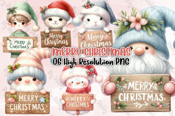 Merry Christmas Sublimation Clipart PNG: Festive Illustrations for Local Brands
