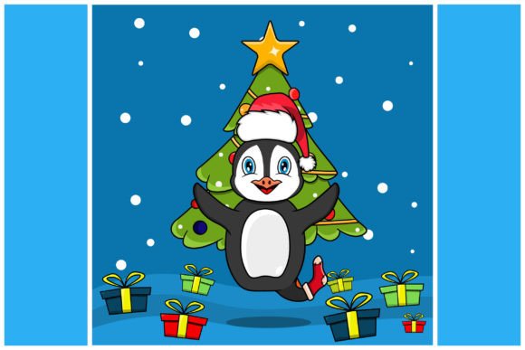 Penguin Character with Christmas Theme Illustrations