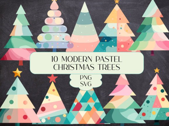 Review: 10 Modern Pastel Christmas Tree Clip Art for Embroidery